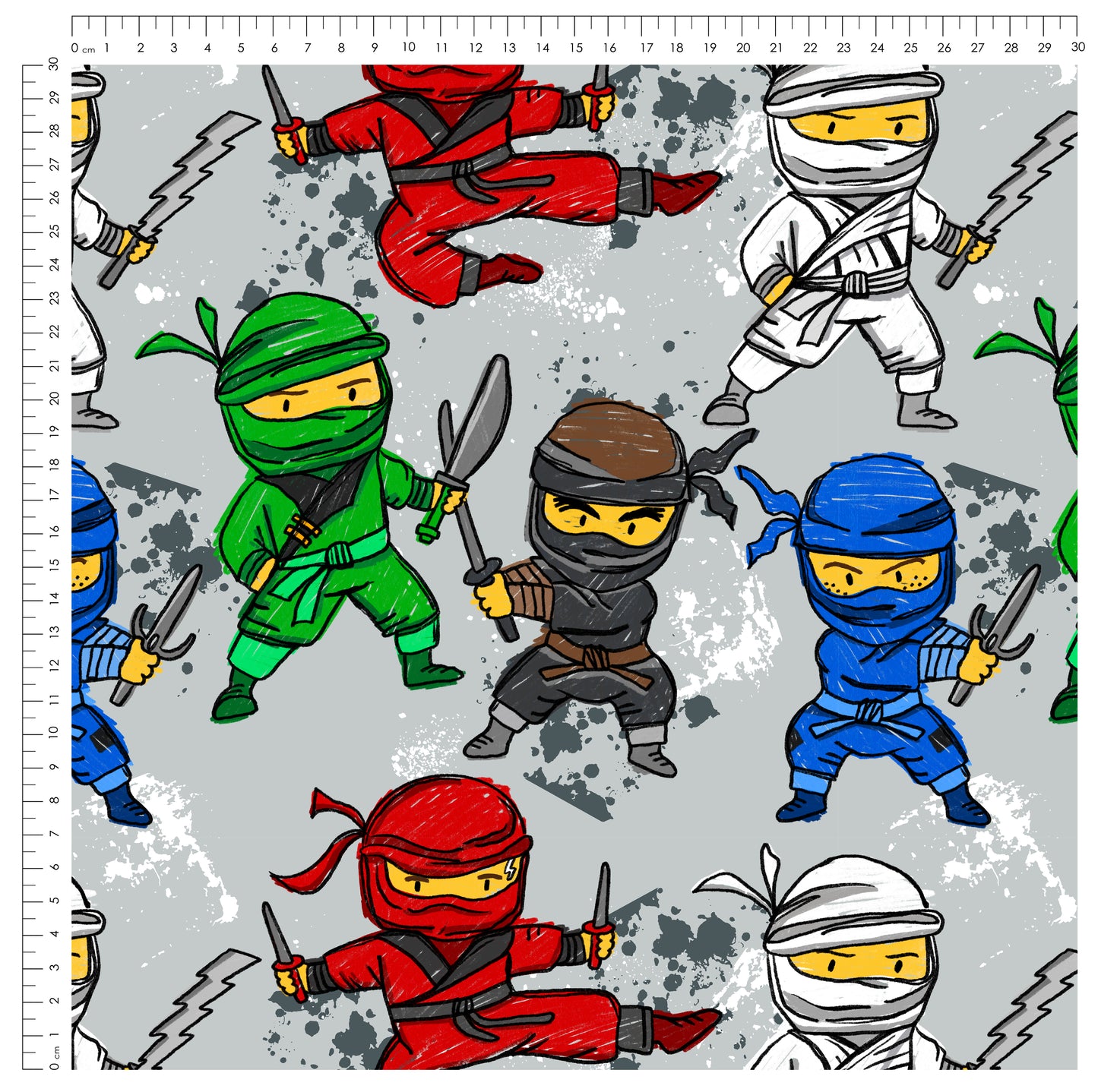 Stoffpaket Ninja Action | auf verschiedenen Stoffarten