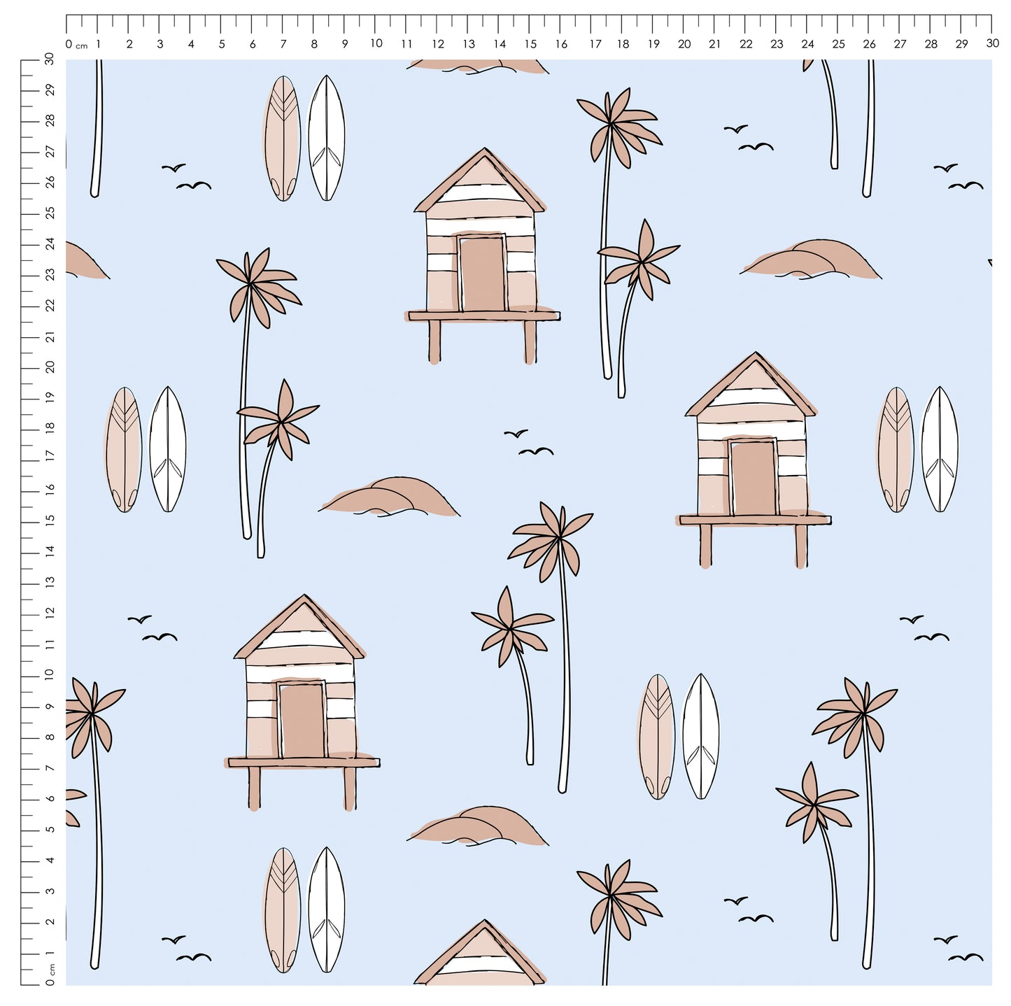 Beach House Blau | auf verschiedenen Stoffarten