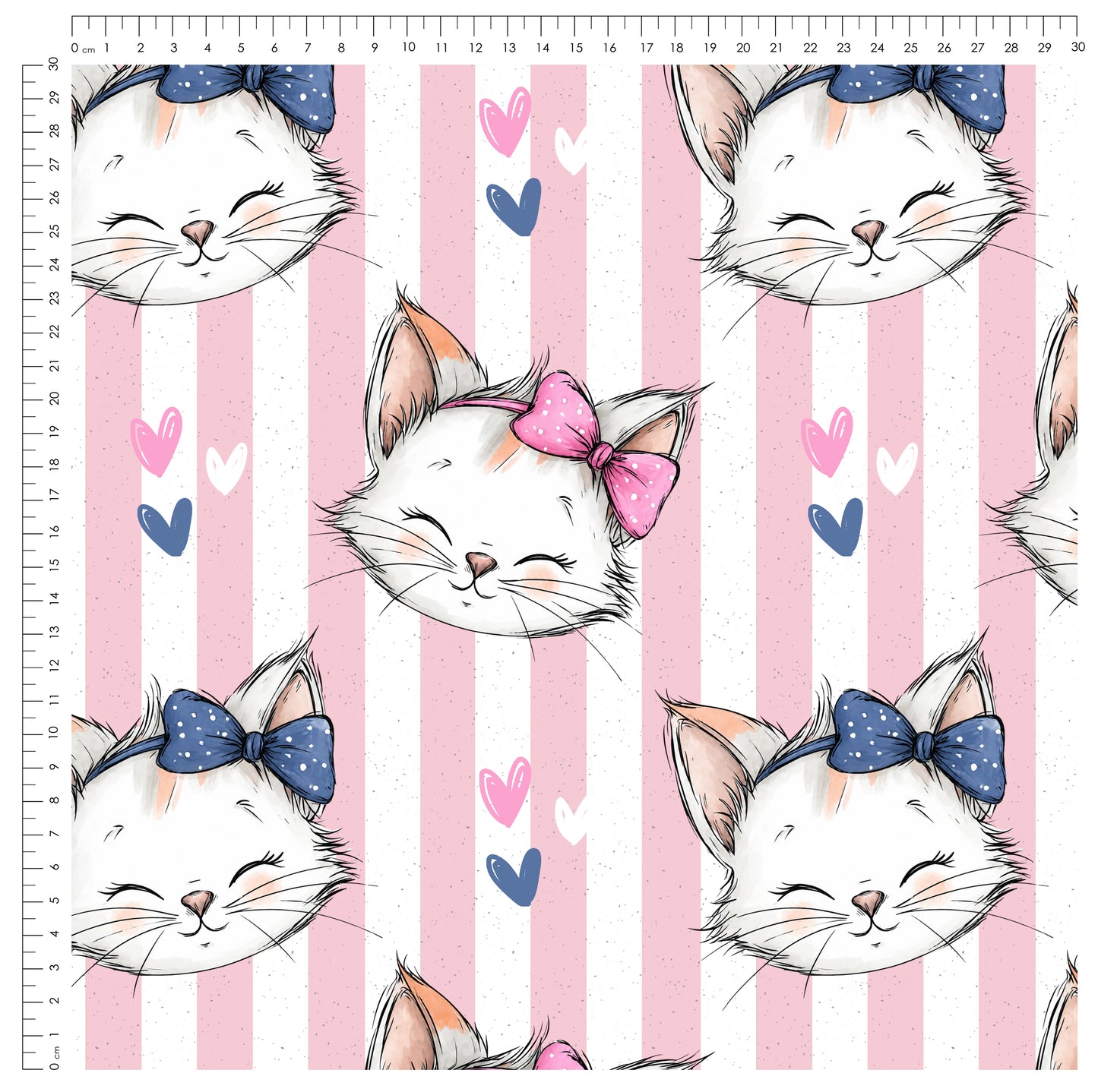 Kitty Love Stripes | auf verschiedenen Stoffarten