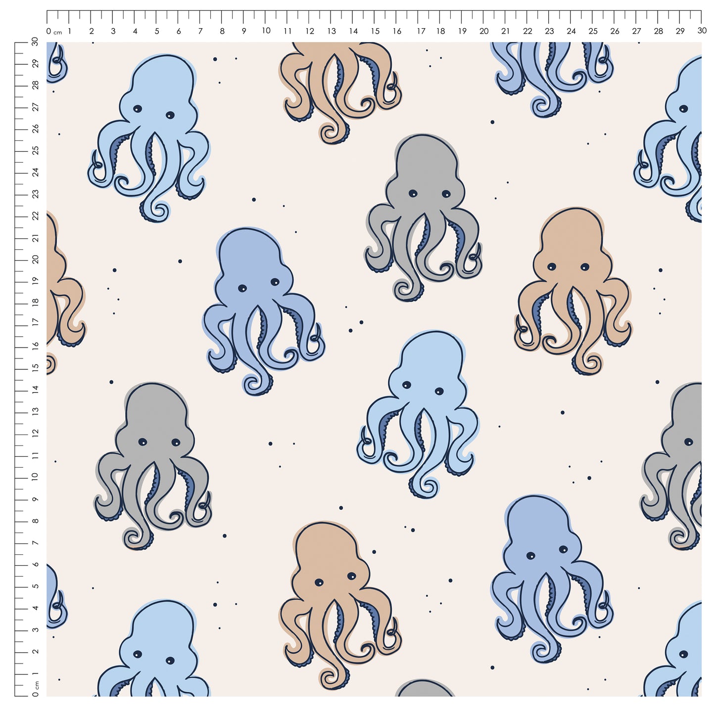 Little Octopus Beige | auf verschiedenen Stoffarten