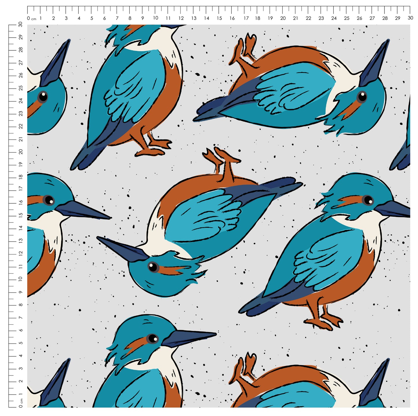 Kingfisher Tales Grau | auf verschiedenen Stoffarten