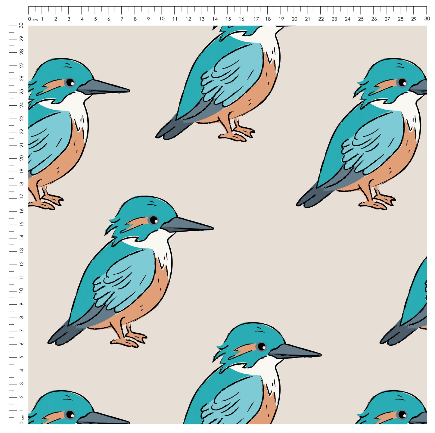 Kingfisher Tales Beige| auf verschiedenen Stoffarten