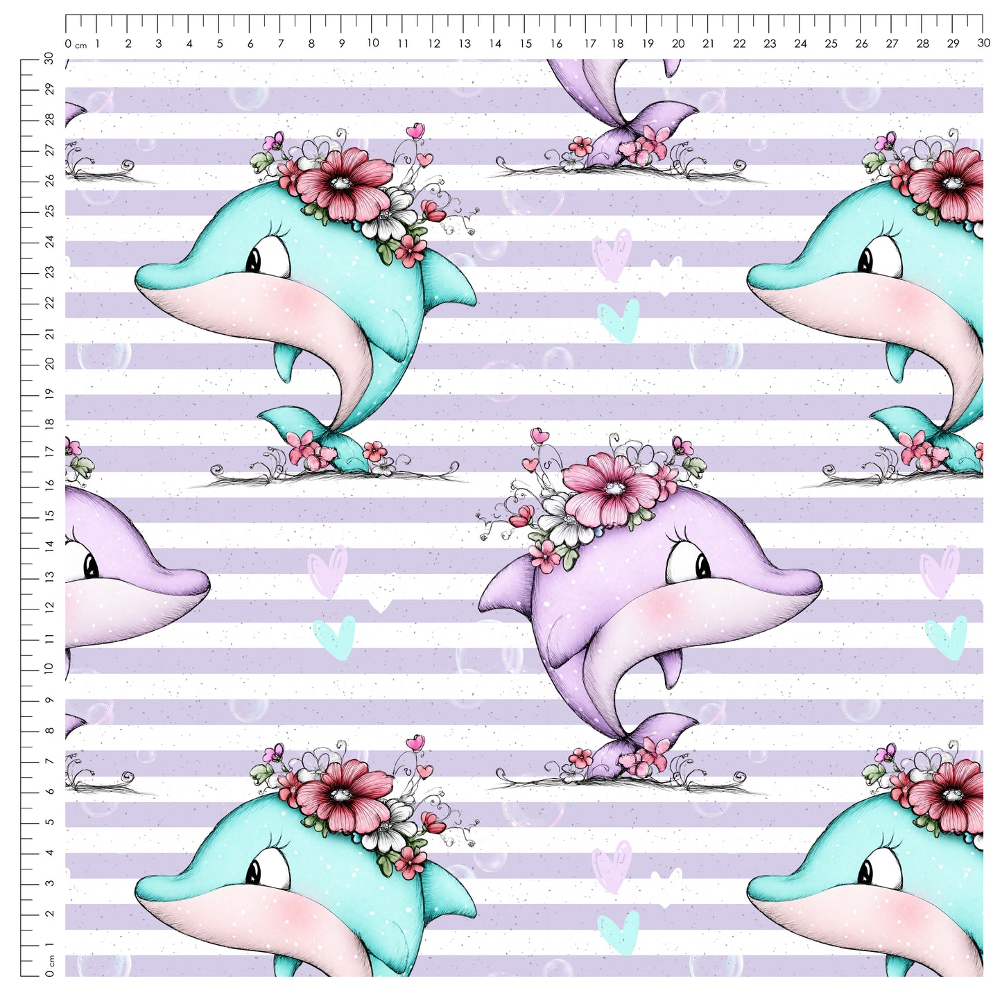 Blooming Dolphin Stripes | auf verschiedenen Stoffarten
