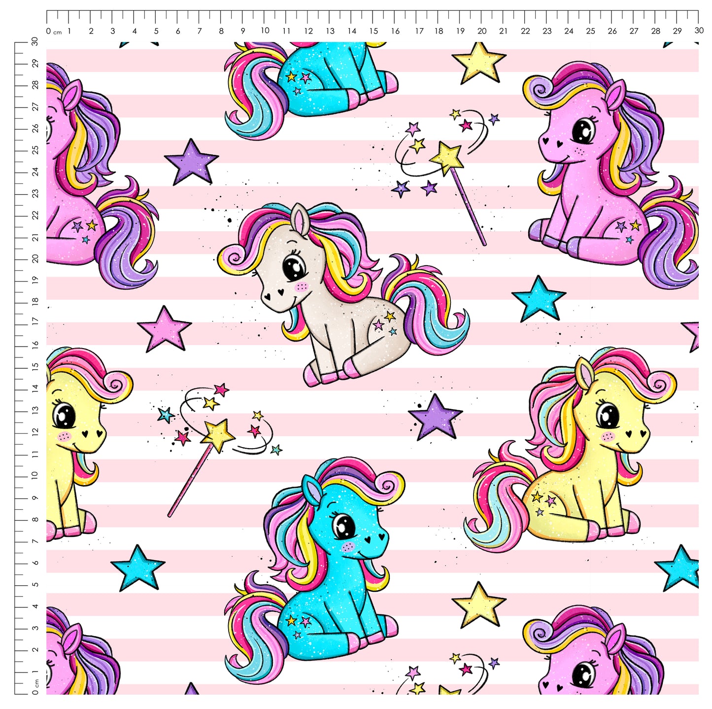 Stoffpaket Polly Pony – Einhorn & Regenbogen Design | auf verschiedenen Stoffarten
