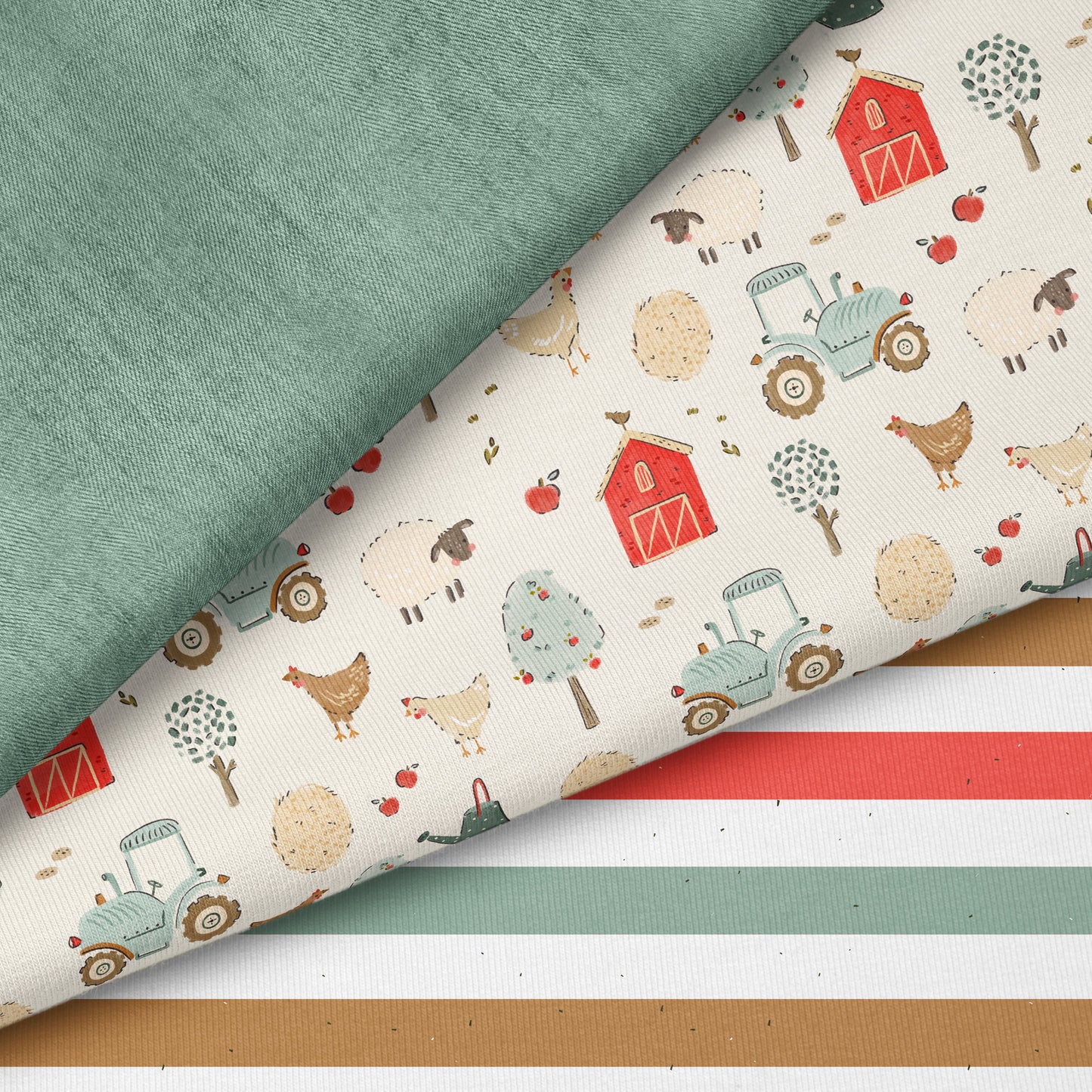On the Farm Creme – Bauernhof Design | auf verschiedenen Stoffarten
