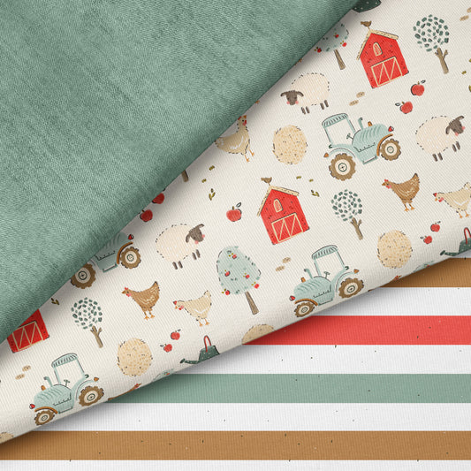 On the Farm Creme – Bauernhof Design | auf verschiedenen Stoffarten