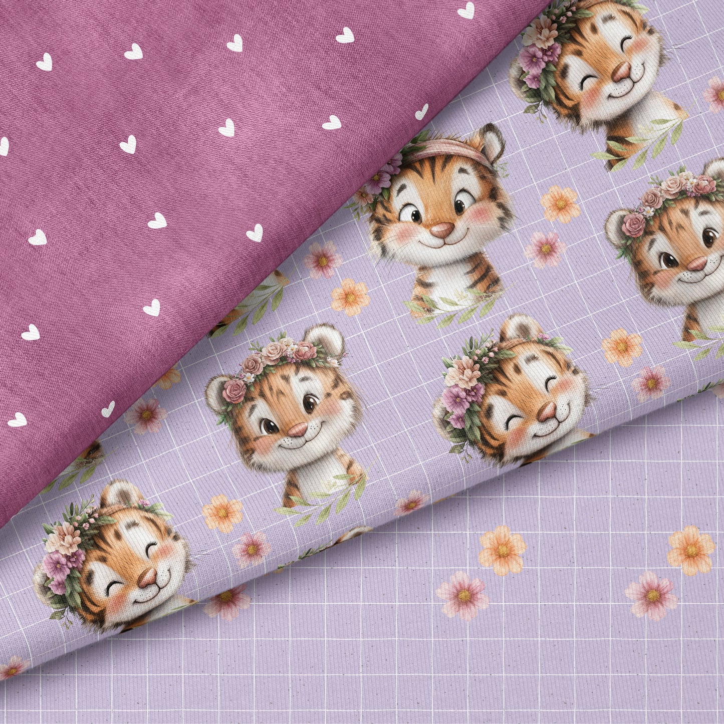 Little Tiger Love Lila – süßes Tiger Design | verschiedene Stoffarten