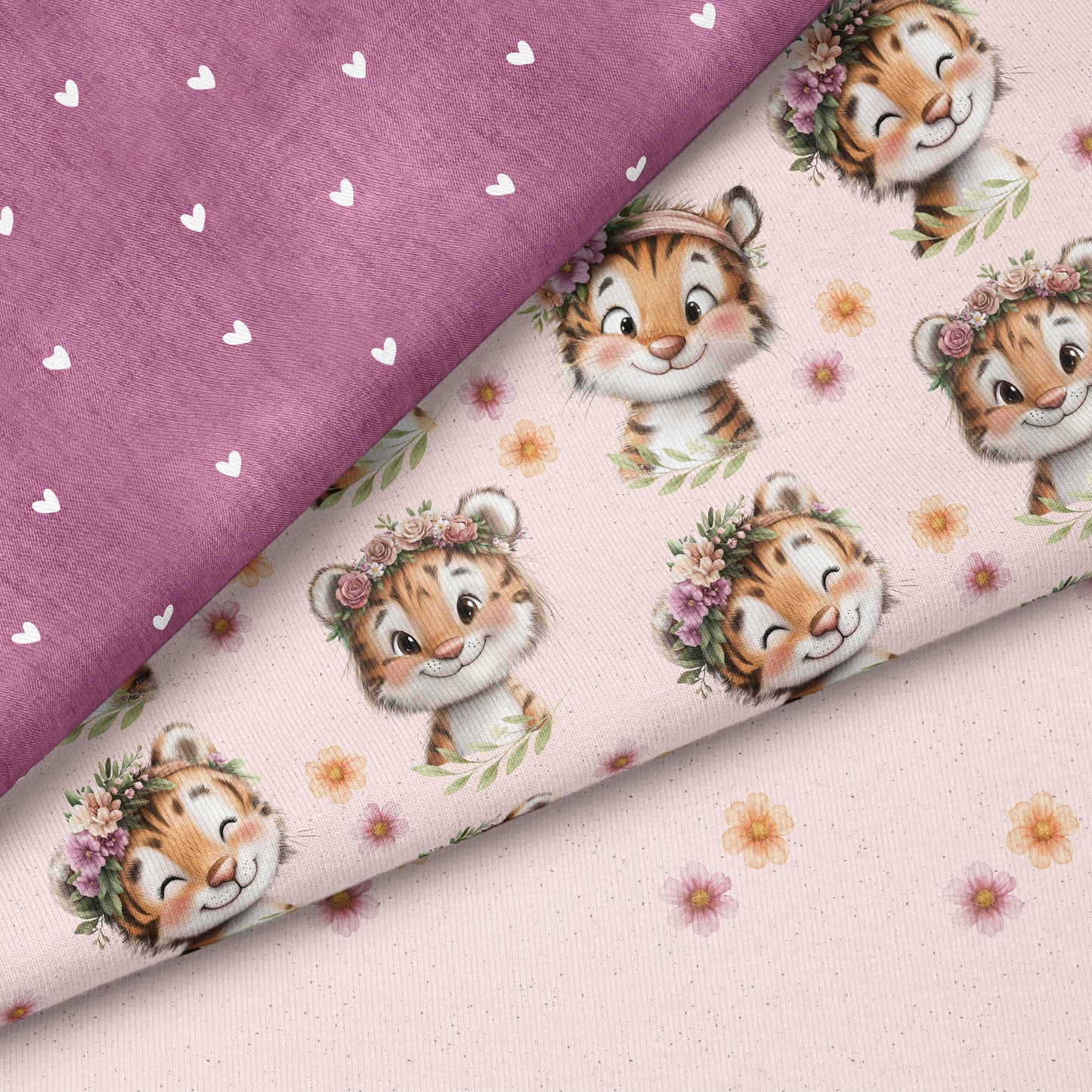 Little Tiger Love Rosa – süßes Tiger Design | verschiedene Stoffarten