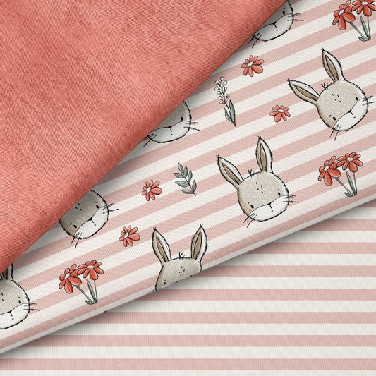 Wiesenhase Rosa – süßes Hasen & Blumen Design | auf verschiedenen Stoffarten