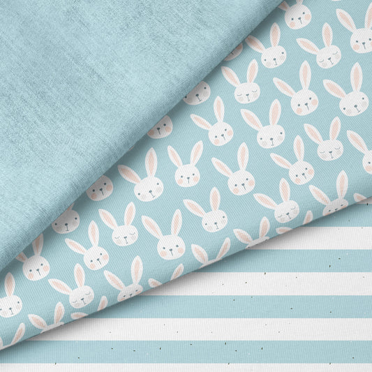 Kleine Hasenliebe Blau – süßes Hasen Design | auf verschiedenen Stoffarten