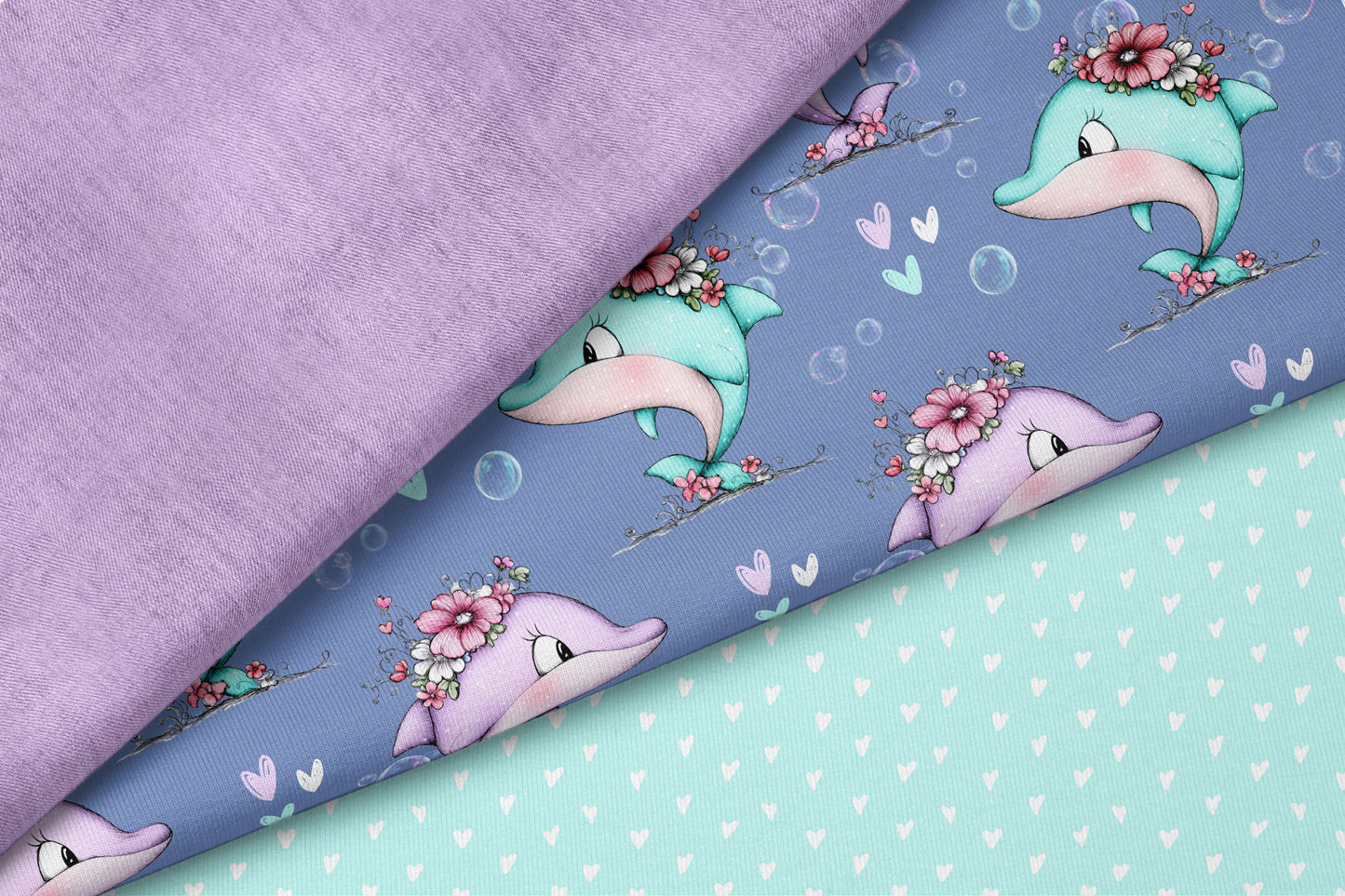 Stoffpaket Blooming Dolphin Lila | auf verschiedenen Stoffarten