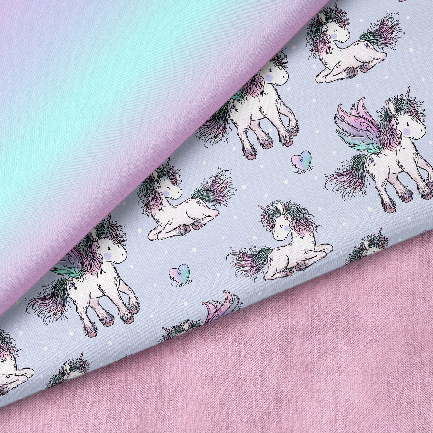 Einhornzeit Blau – Einhorn Stoff in Blau | verschiedene Stoffarten