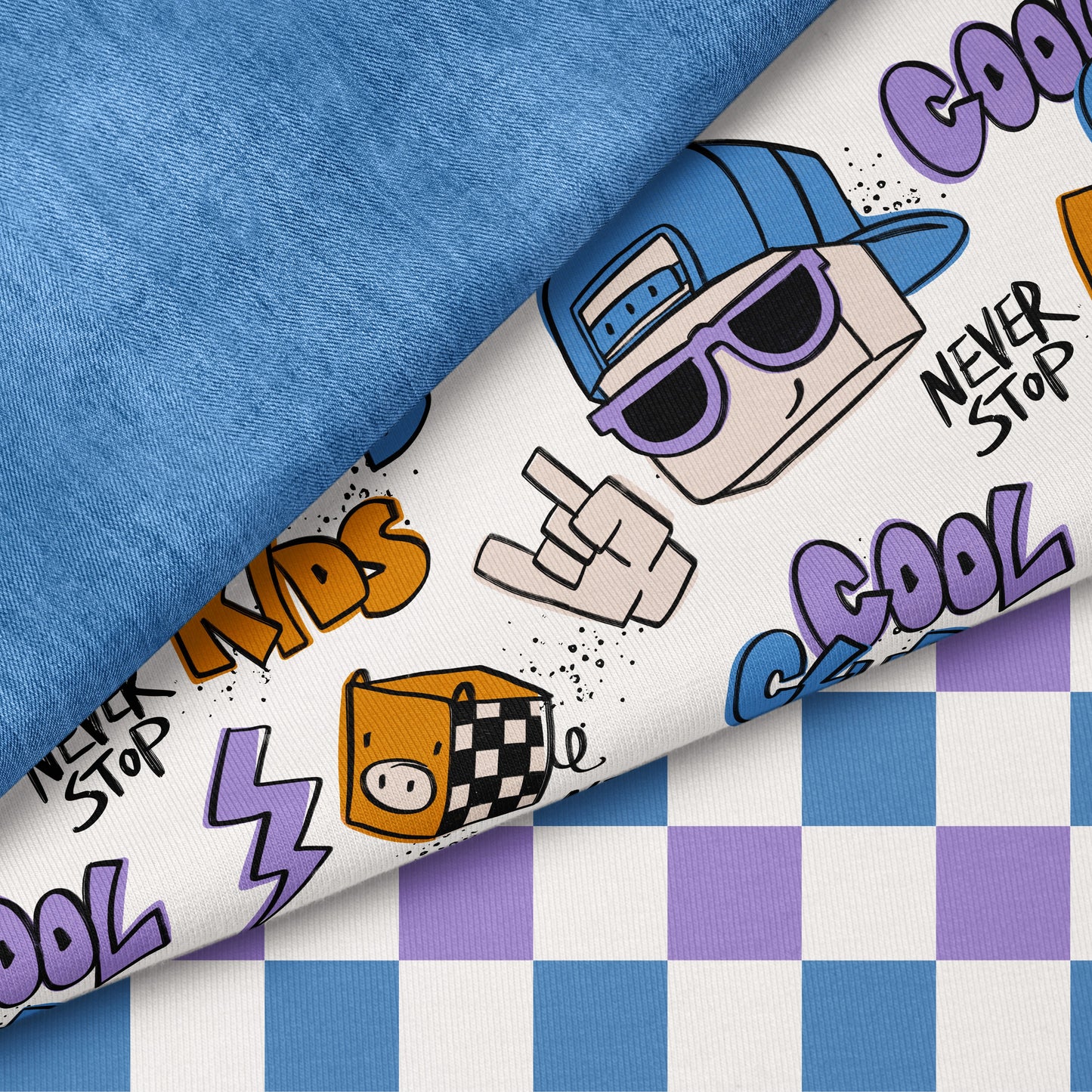 Cool Kids Club Lila – cooler Streetstyle Stoff | auf verschiedenen Stoffarten