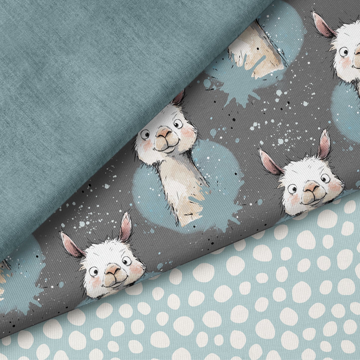 Lama Vibes Grau – modernes Lama-Design | verschiedene Stoffarten