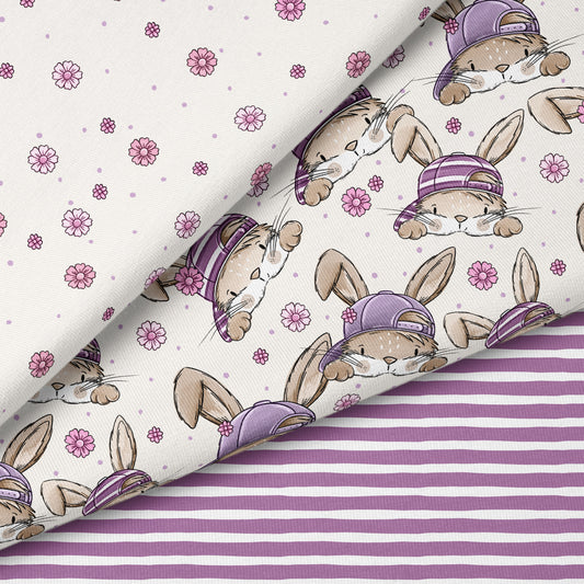 Skate Bunny Vibes Girl Creme – Kinderstoff mit Hasen | verschiedene Stoffarten