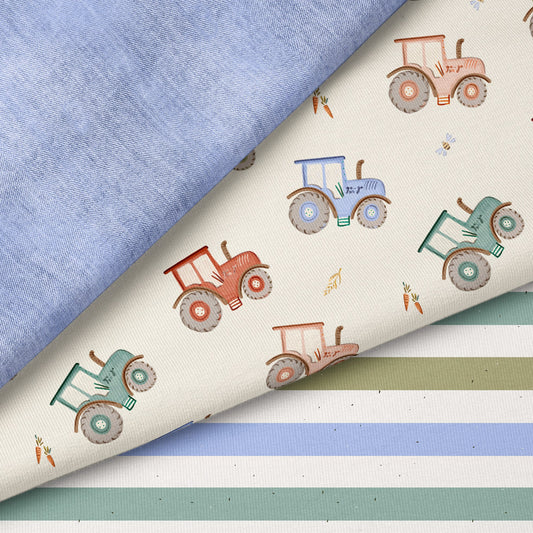 Little Farm Life Traktor – süßer Traktor Stoff | verschiedene Stoffarten