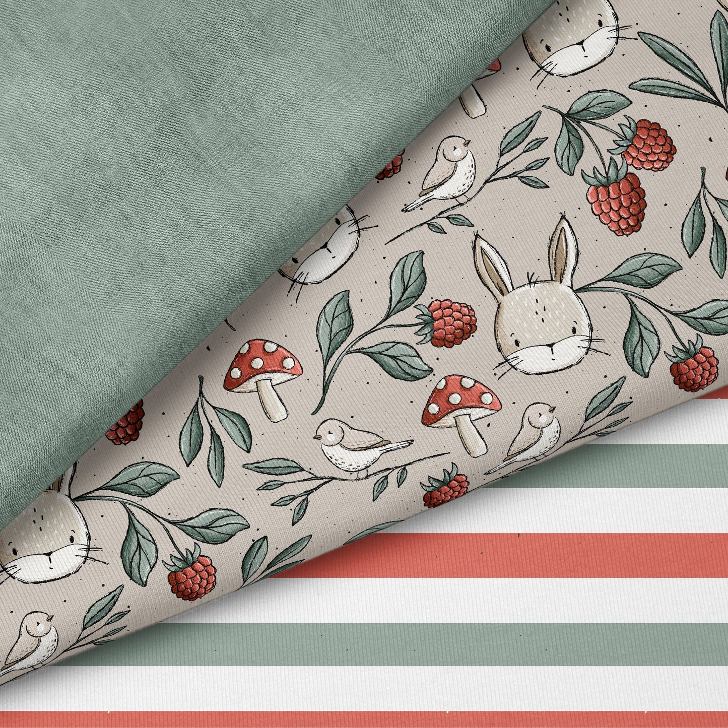 Wiesentag Taupe – Waldtiere & Natur | verschiedene Stoffarten