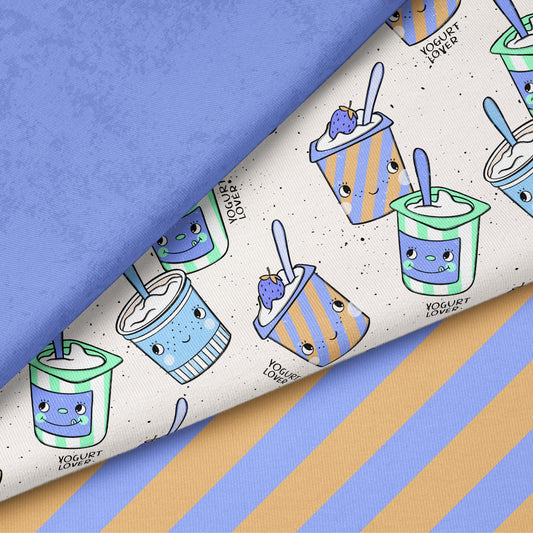 Yogurt Lover Neutral – Kinderstoff Food Design | verschiedene Stoffarten