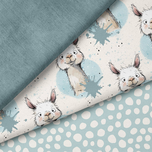 Lama Vibes Beige – moderner Kinderstoff mit Lama | verschiedene Stoffarten