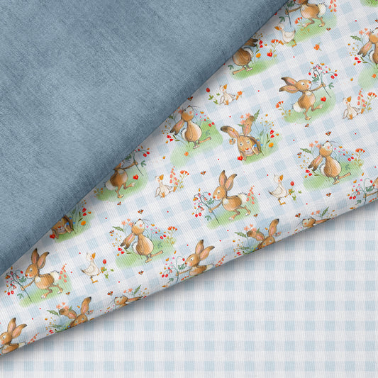 Hasenwiese – Frühlingshasen Design | auf verschiedenen Stoffarten