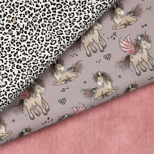 Einhornzeit Mauve – Einhorn Stoff in Mauve | verschiedene Stoffarten