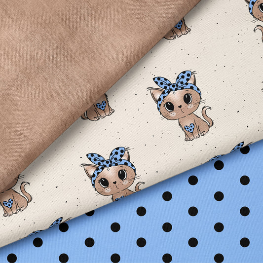 Dot Kitty Love – süßer Katzen-Kinderstoff | verschiedene Stoffarten