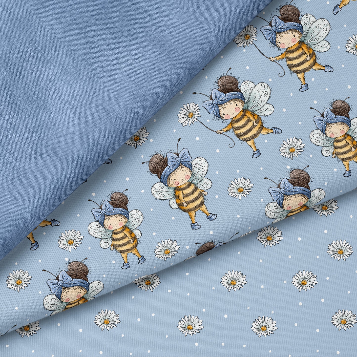 Bienenmädchen Blau – Mädchen als Biene | auf verschiedenen Stoffarten