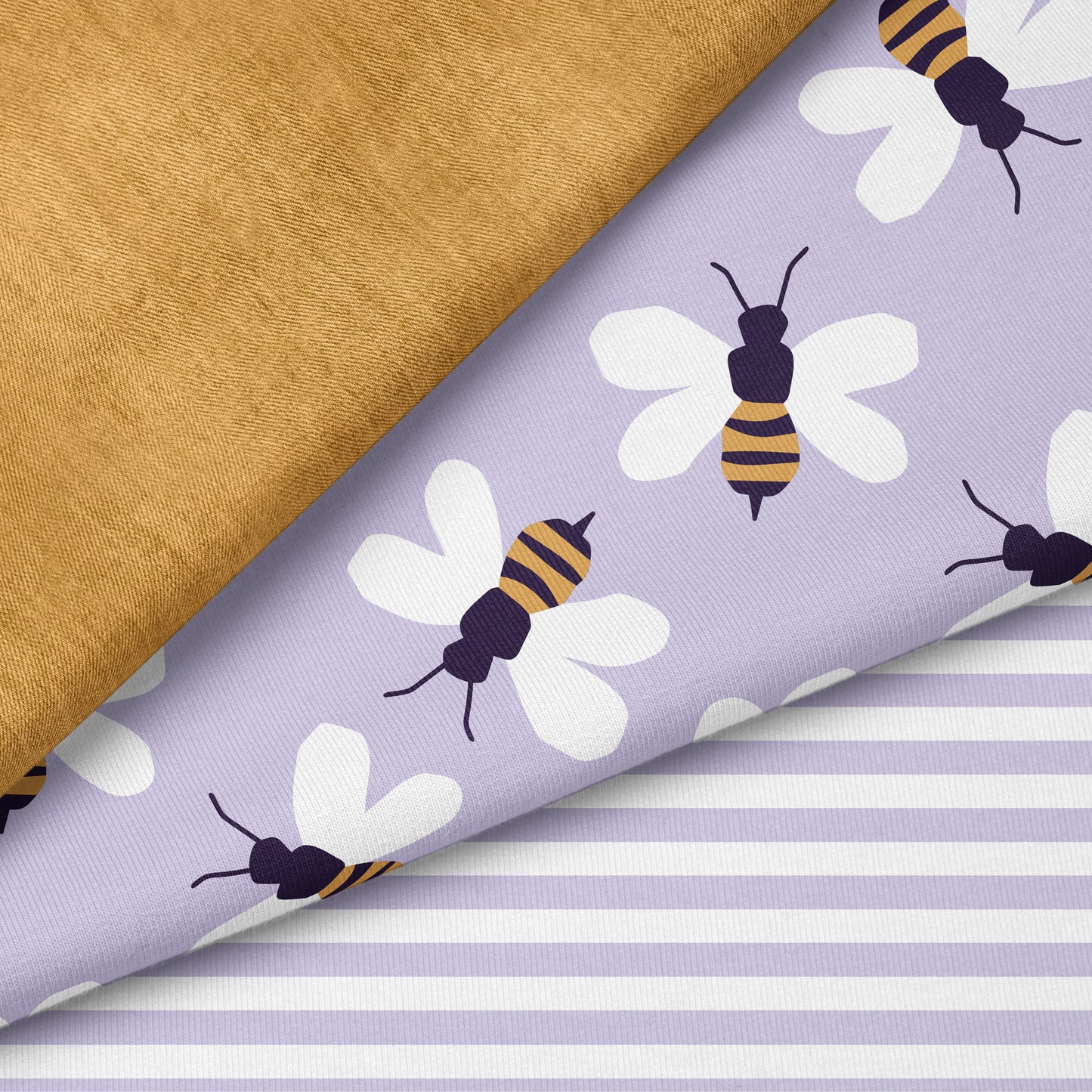 Bee in Bloom – Bienen Stoff | auf verschiedenen Stoffarten