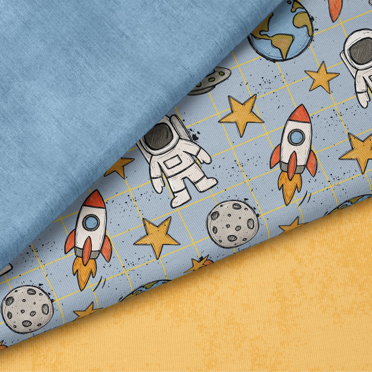 Mission Mars Hellblau | auf verschiedenen Stoffarten