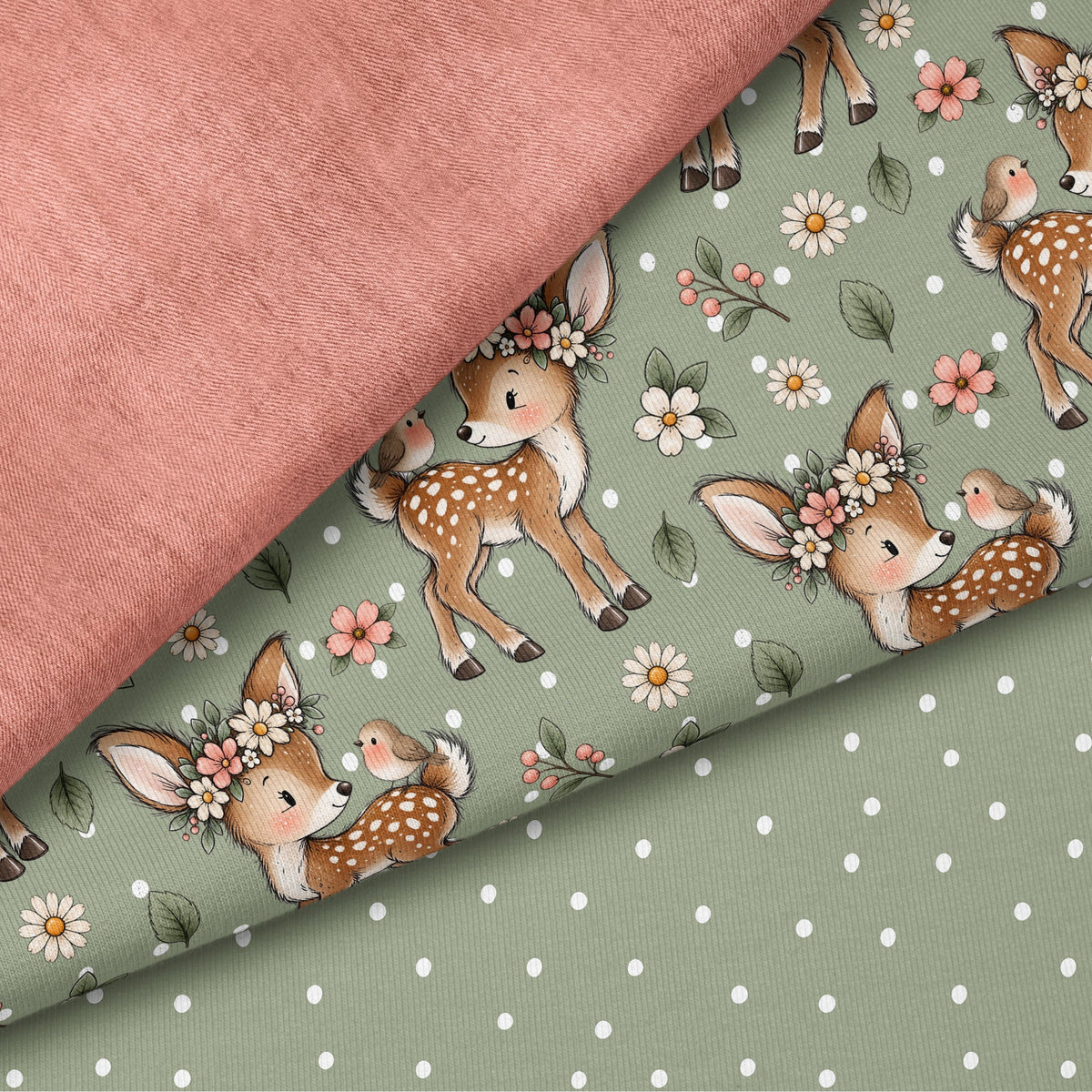 Fawn in Bloom Grün | auf verschiedenen Stoffarten