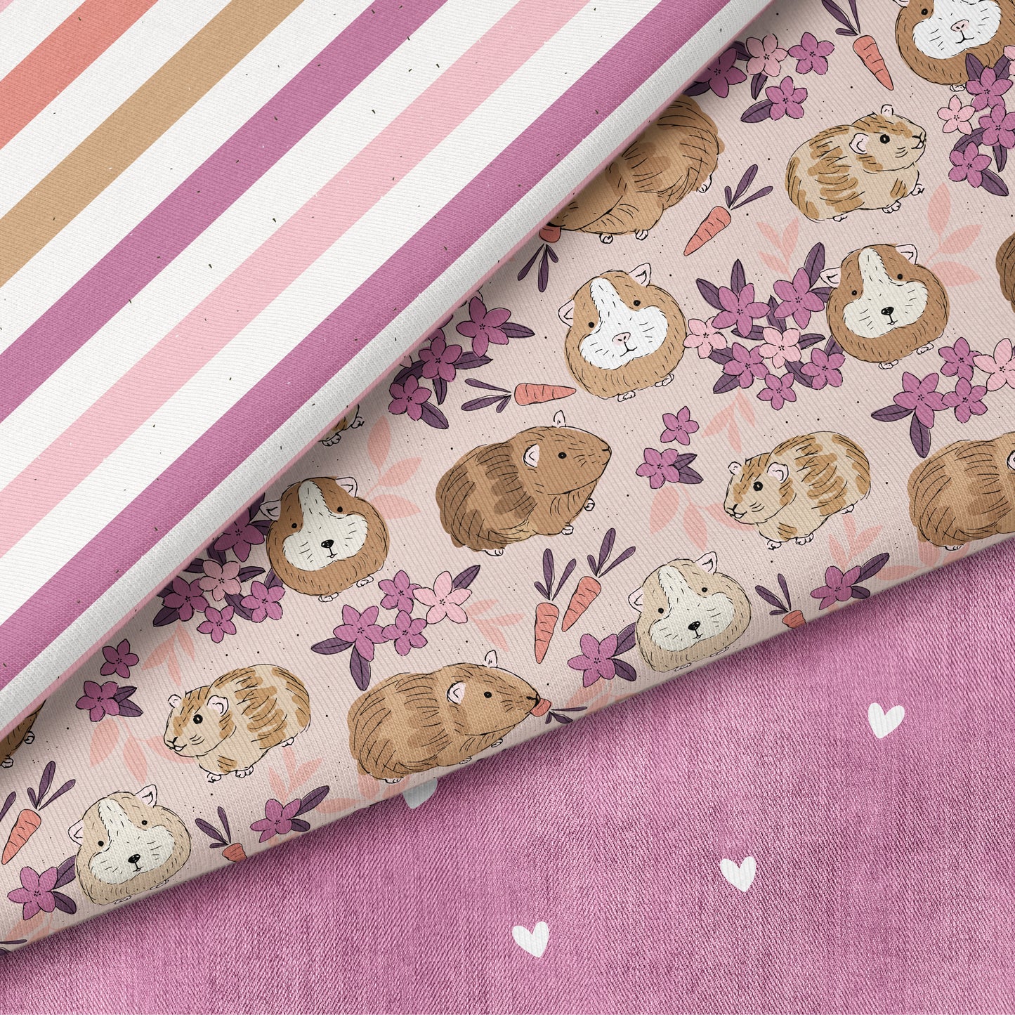 Meerschweinchenliebe Rosa – Kinderstoff mit Meerschweinchen | verschiedene Stoffarten