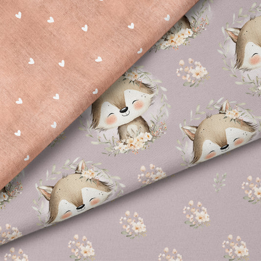 Blütenfuchs Lila – Floraler Fuchs Stoff | verschiedene Stoffarten