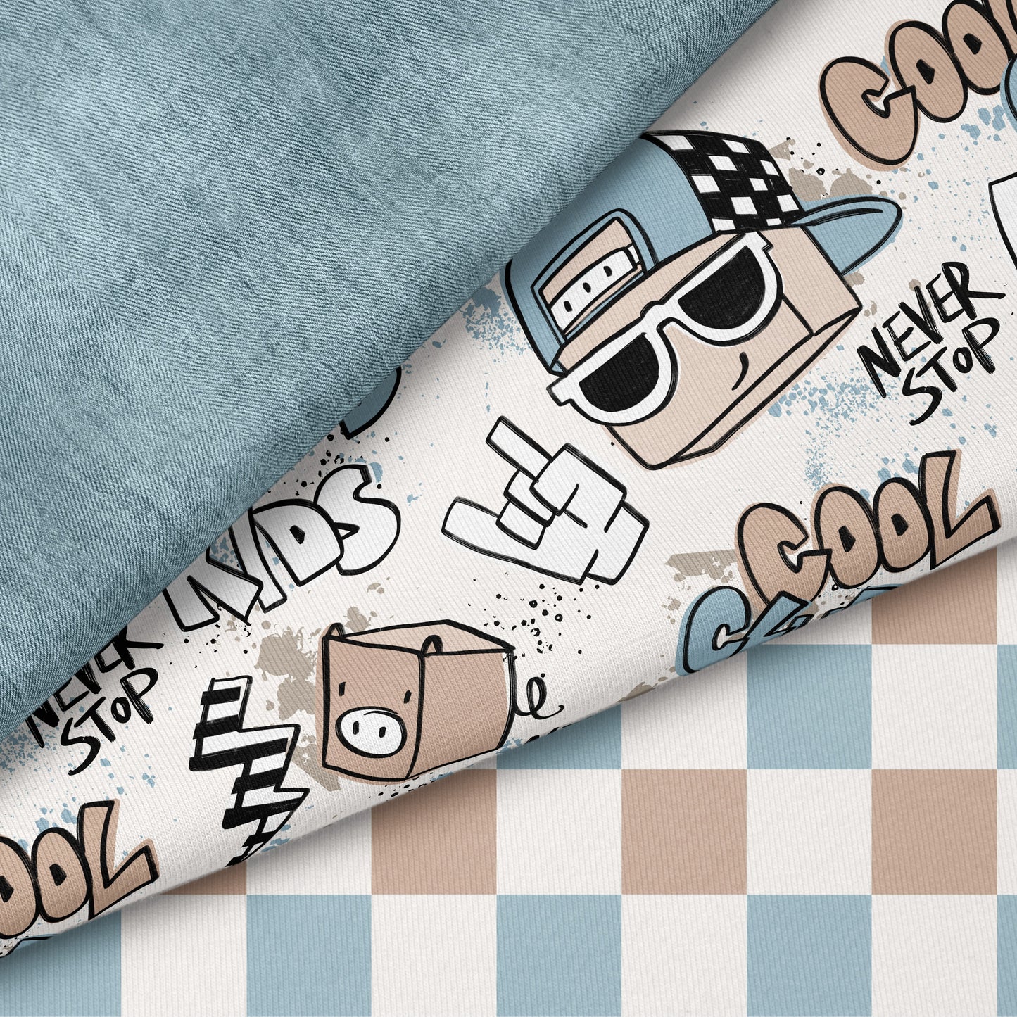 Cool Kids Club Neutral – cooler Streetstyle Stoff | auf verschiedenen Stoffarten