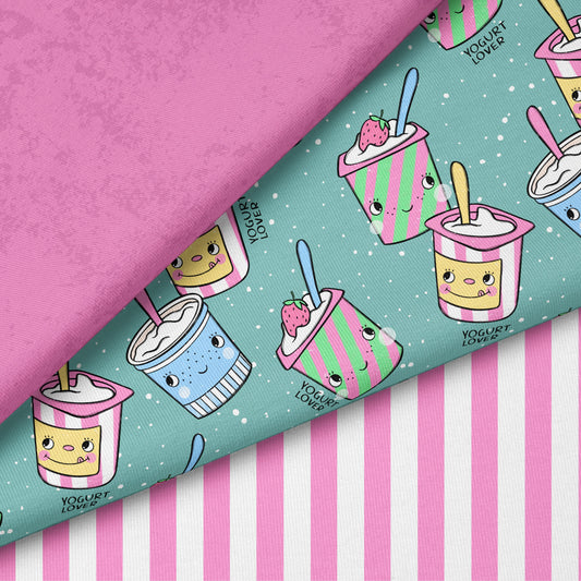Yogurt Lover Mint – Kinderstoff Food Design | verschiedene Stoffarten