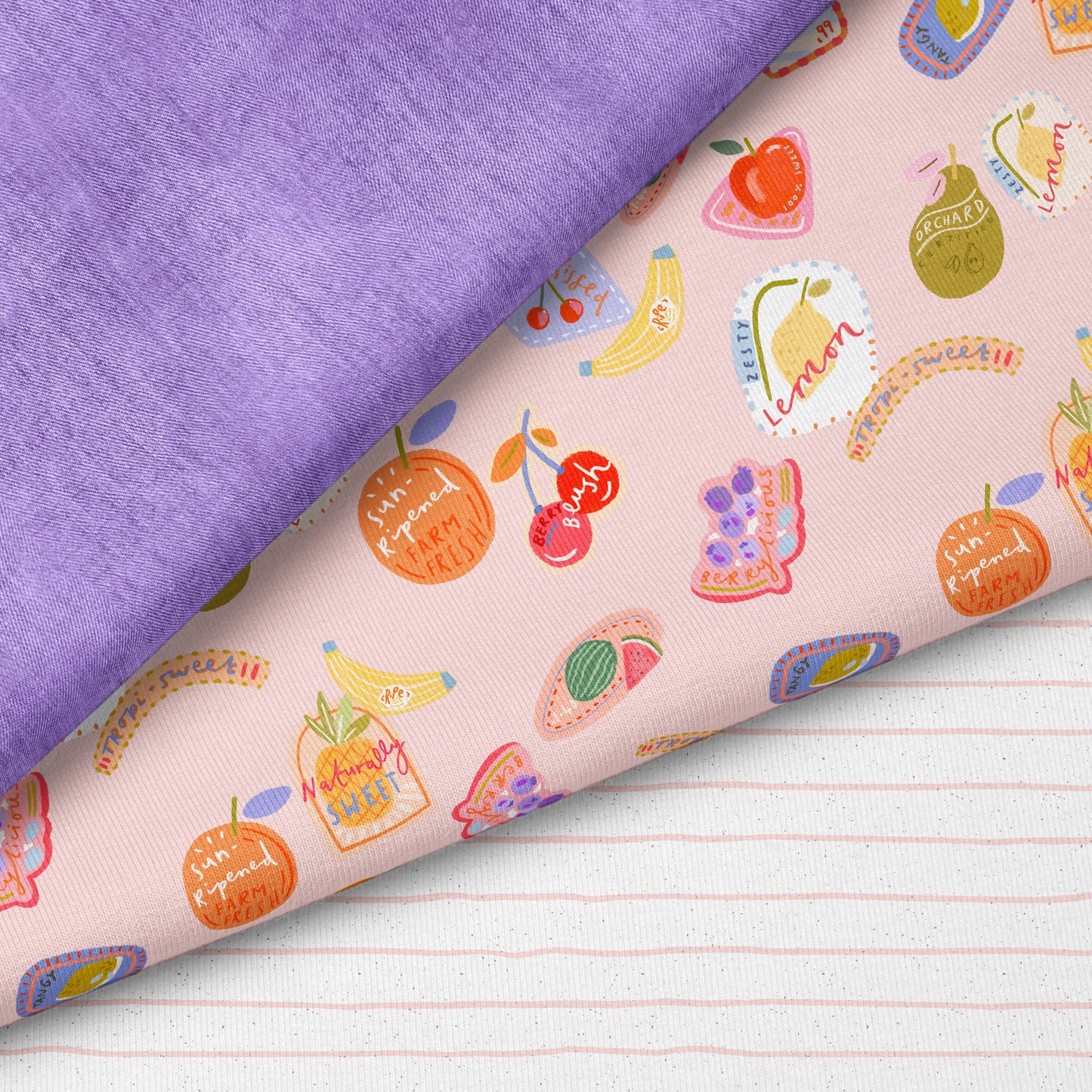 Sweet Picks Rosa – moderner Kinderstoff mit Früchten | verschiedene Stoffarten