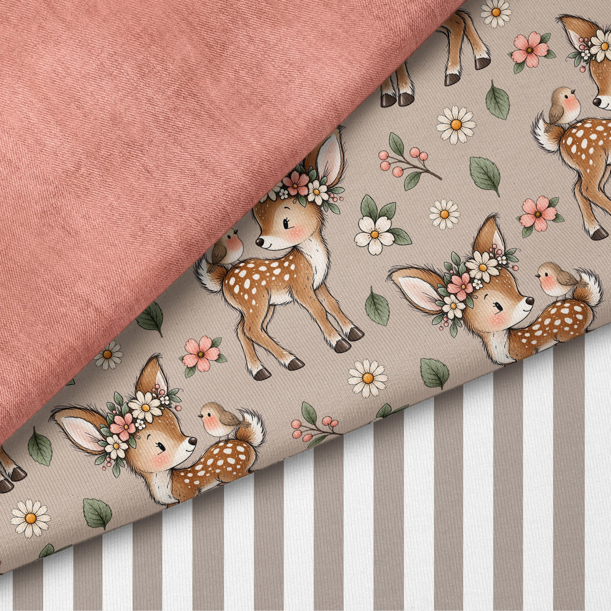 Fawn in Bloom Braun | auf verschiedenen Stoffarten