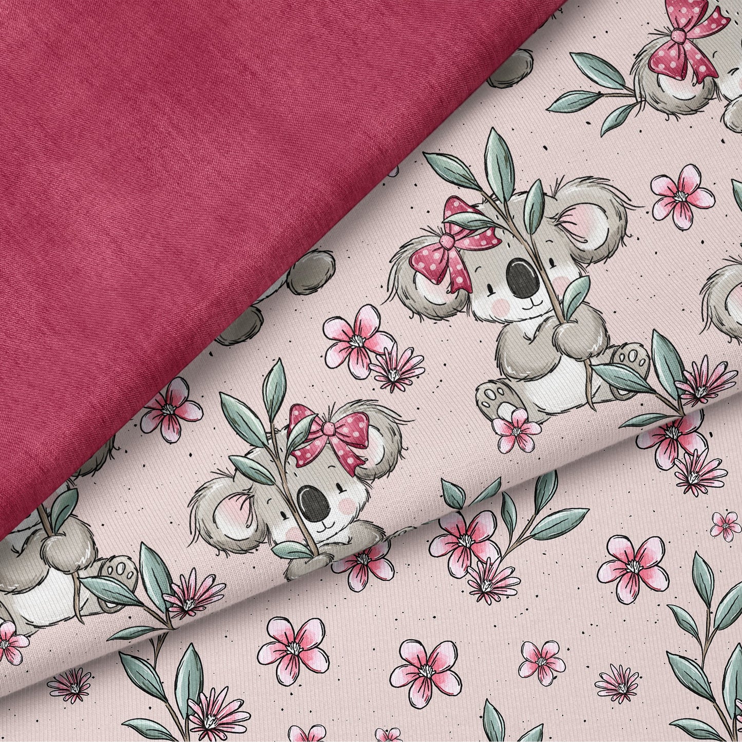 Koalatag Rosa | auf verschiedenen Stoffarten