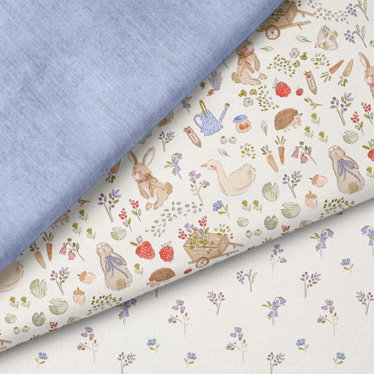 Little Garden Friends Stoff – Aquarell Garten Design | auf verschiedenen Stoffarten