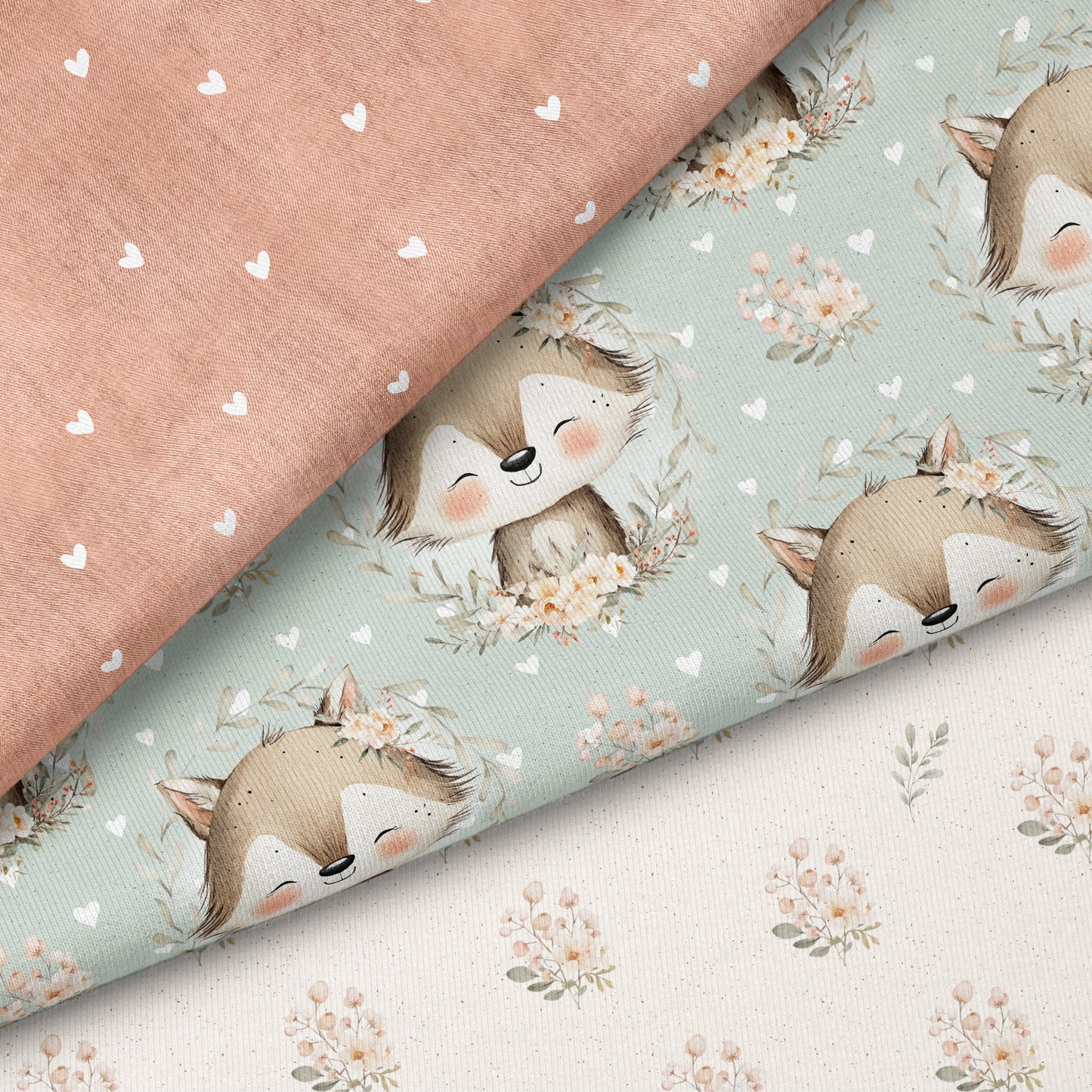 Blütenfuchs Mint – Floraler Fuchs Stoff | verschiedene Stoffarten