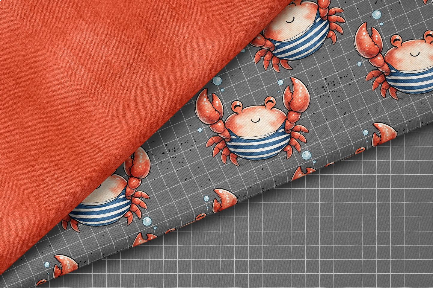 Stoffpaket Seaside Crab Grid | auf verschiedenen Stoffarten