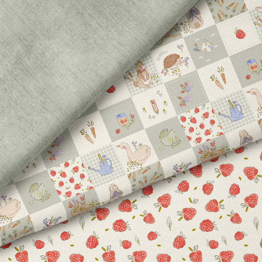 Little Garden Friends Patchwork Stoff  – Aquarell Garten Design | auf verschiedenen Stoffarten