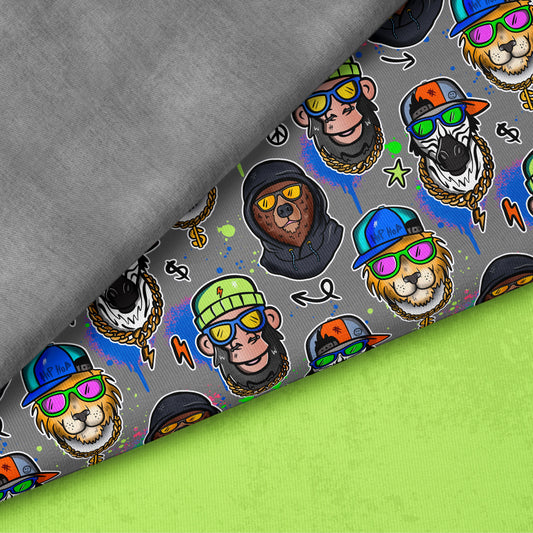 Hip Hop Animals – Urban Streetstyle Design | auf verschiedenen Stoffarten