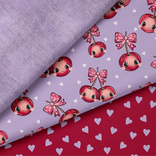 Little Cherry Love – süßer Kirsch Stoff mit Schleifen | auf verschiedenen Stoffarten