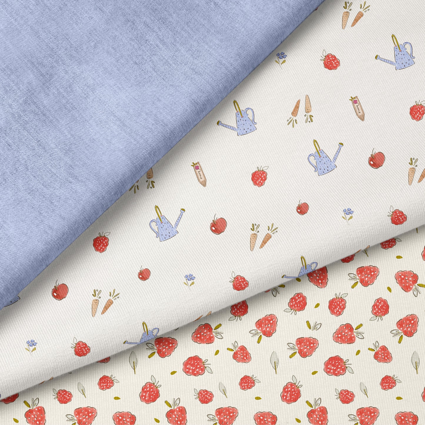 Little Garden Friends Mix Stoff – Aquarell Garten Design | auf verschiedenen Stoffarten