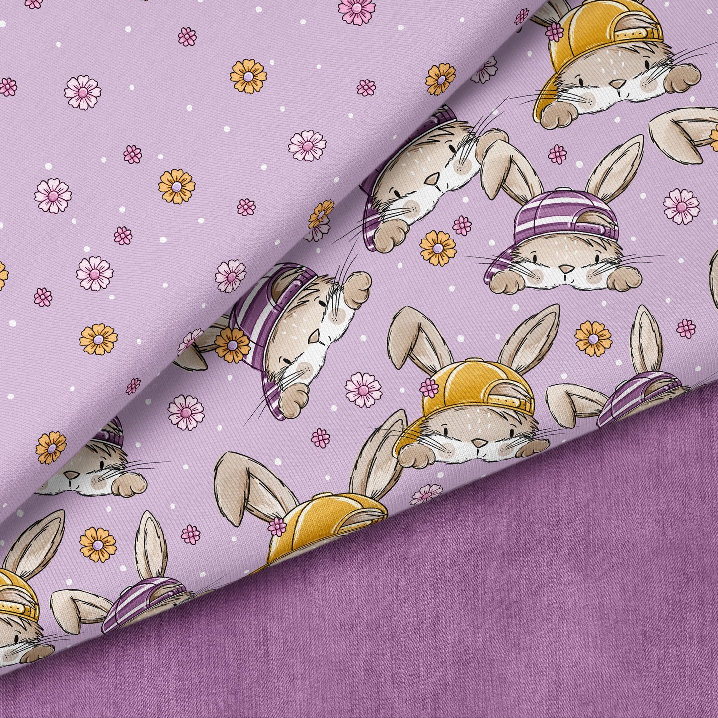Skate Bunny Vibes Girl Flieder – Kinderstoff mit Hasen | verschiedene Stoffarten