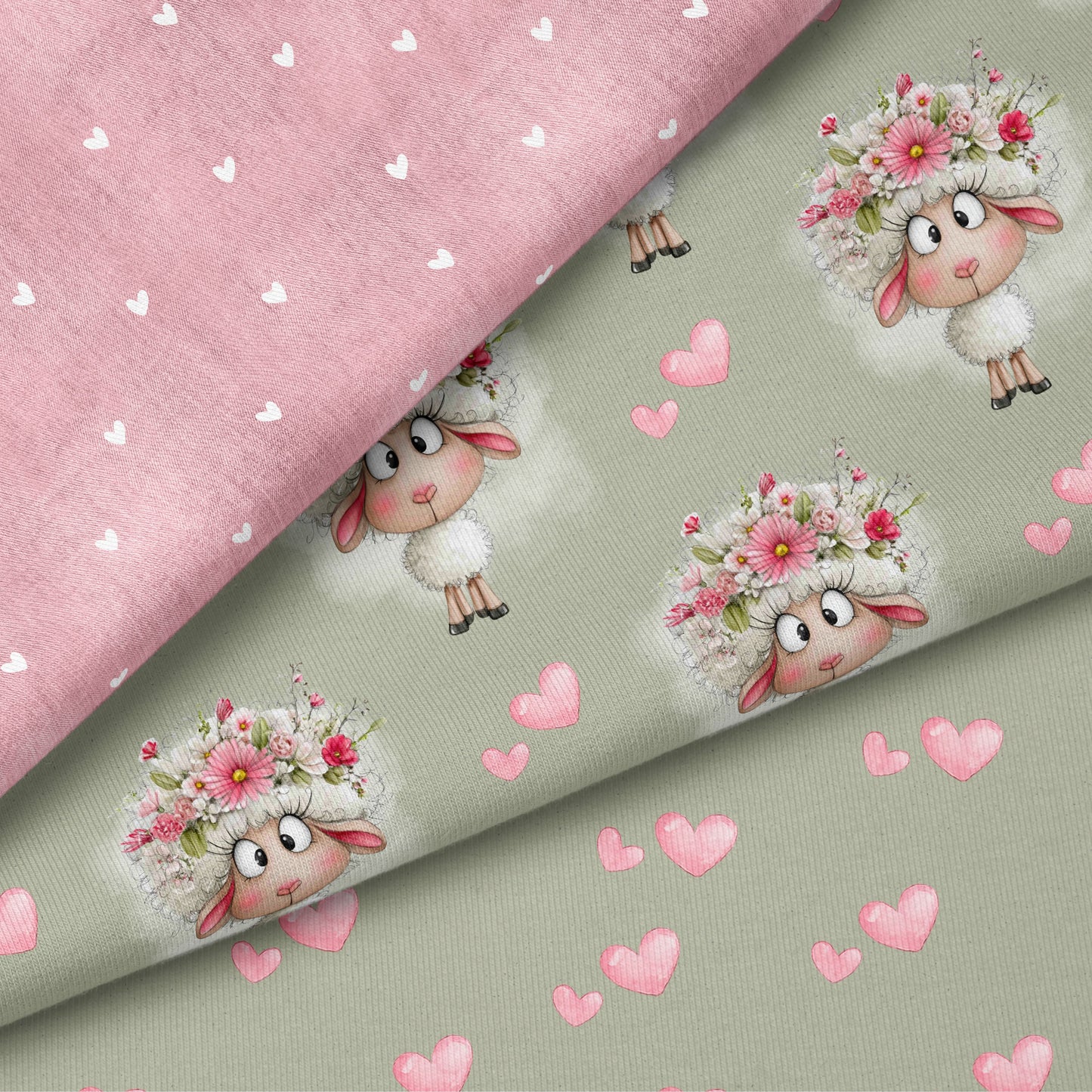 Miss Sheep Grün – Schäfchen Stoff | auf verschiedenen Stoffarten