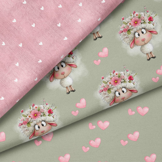 Miss Sheep Grün – Schäfchen Stoff | auf verschiedenen Stoffarten