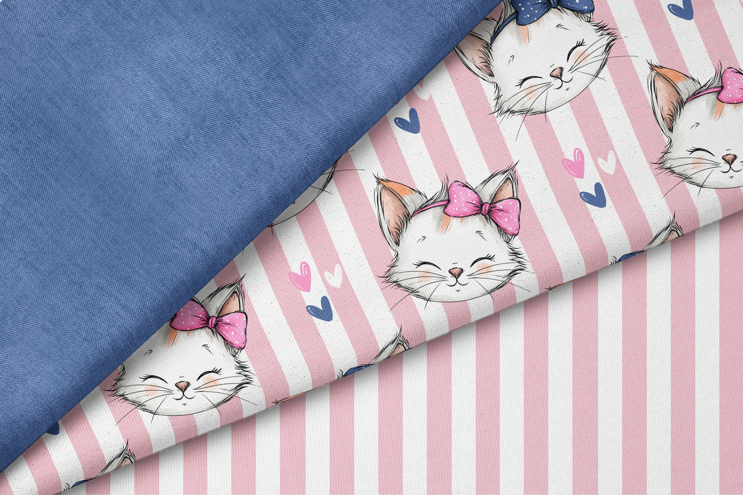 Stoffpaket Kitty Love Stripes | auf verschiedenen Stoffarten