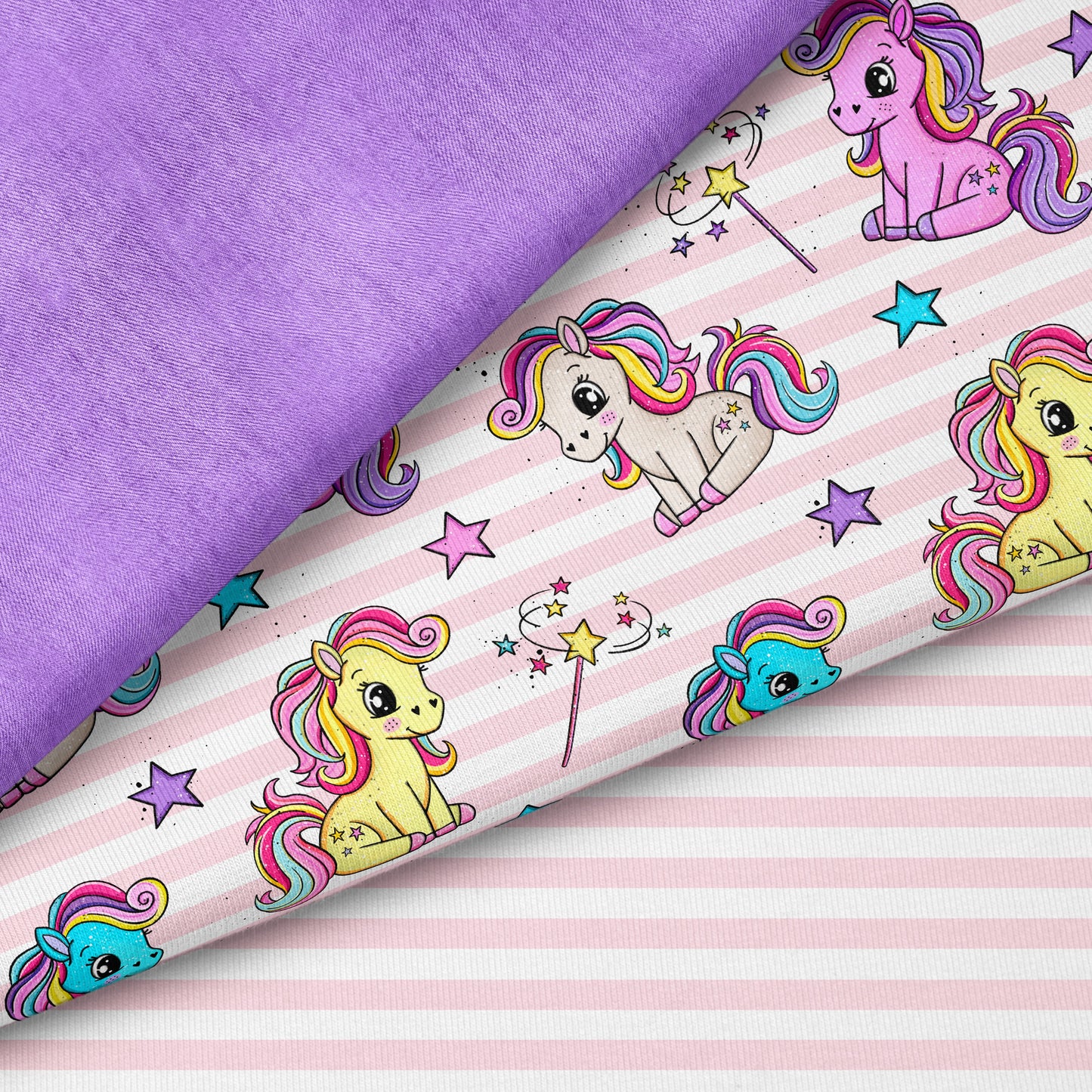 Polly Pony – Einhorn & Regenbogen Design | auf verschiedenen Stoffarten