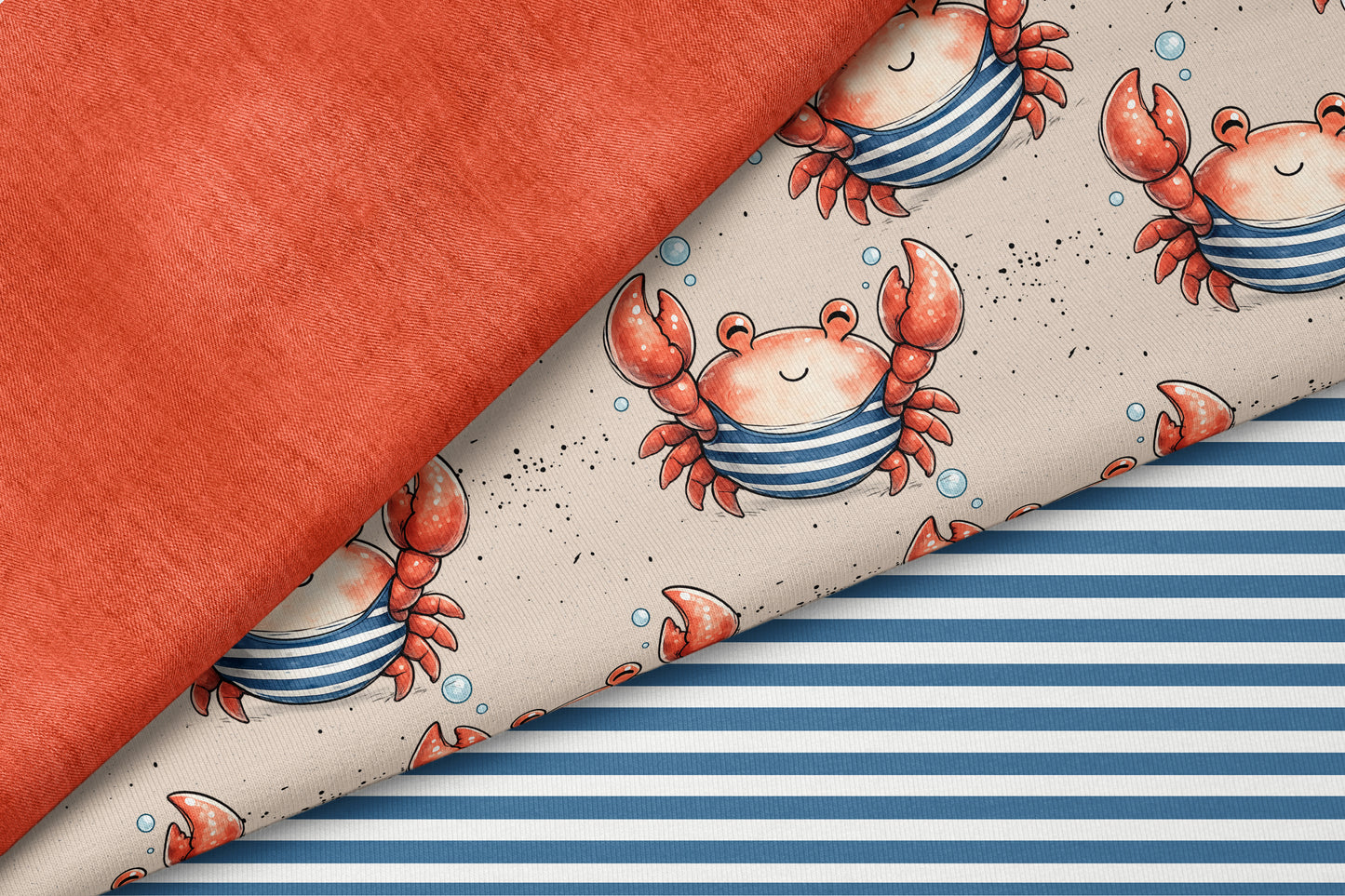 Stoffpaket Seaside Crab Beige | auf verschiedenen Stoffarten